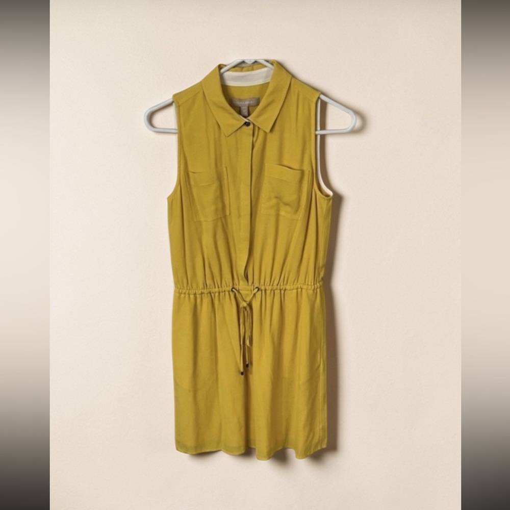 Banana Republic Dress Womens Size 2 Yellow  Sleeveless Crepe Drawstring Waist